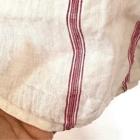 Reformation Relaxed Linen White and Red Striped Button Down Shirt Sz L - Picture 8 of 16